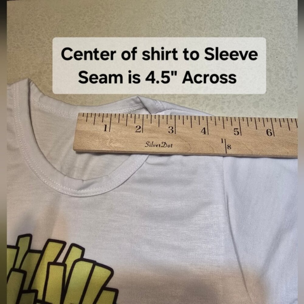 FUN 2PC SET - CHILD SIZE SMALL BEST FRIENDS GRAPHIC TEE - HAMBURGER & FRIES, NEW - Picture 13 of 15